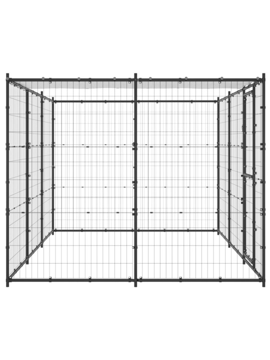 Koiran ulkohäkki katolla teräs 7,26 m²