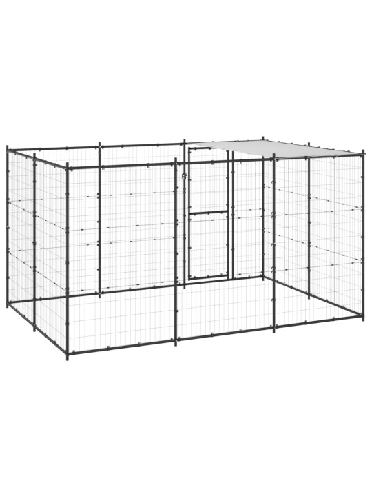 Koiran ulkohäkki katolla teräs 7,26 m²