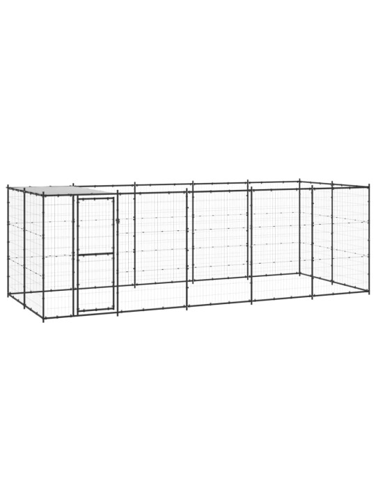 Koiran ulkohäkki katolla teräs 12,1 m²