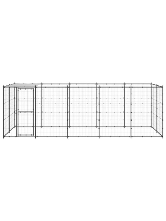 Koiran ulkohäkki katolla teräs 12,1 m²