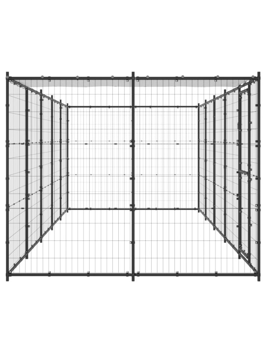 Koiran ulkohäkki katolla teräs 12,1 m²