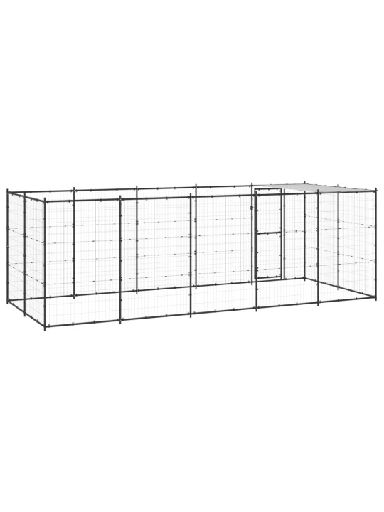 Koiran ulkohäkki katolla teräs 12,1 m²