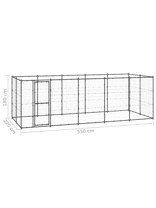 Koiran ulkohäkki teräs 12,1 m²