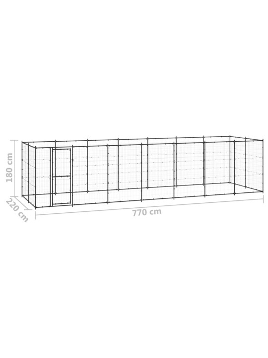 Koiran ulkohäkki teräs 16,94 m²
