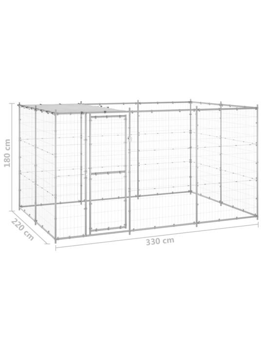 Koiran ulkohäkki katolla galvanoitu teräs 7,26 m²