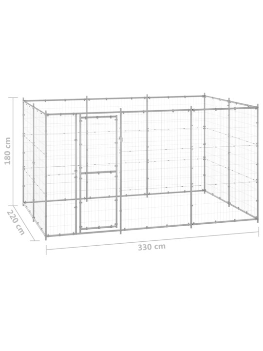 Koiran ulkohäkki galvanoitu teräs 7,26 m²