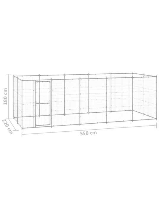 Koiran ulkohäkki galvanoitu teräs 12,1 m²