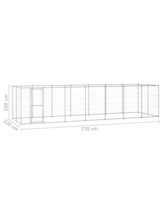 Koiran ulkohäkki galvanoitu teräs 16,94 m²