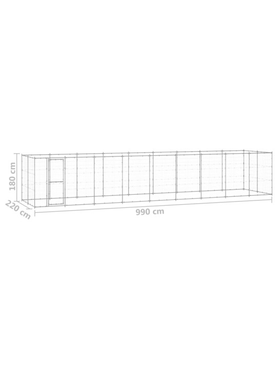 Koiran ulkohäkki galvanoitu teräs 21,78 m²