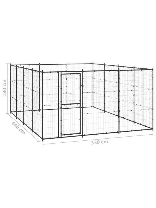 Koiran ulkohäkki teräs 14,52 m²