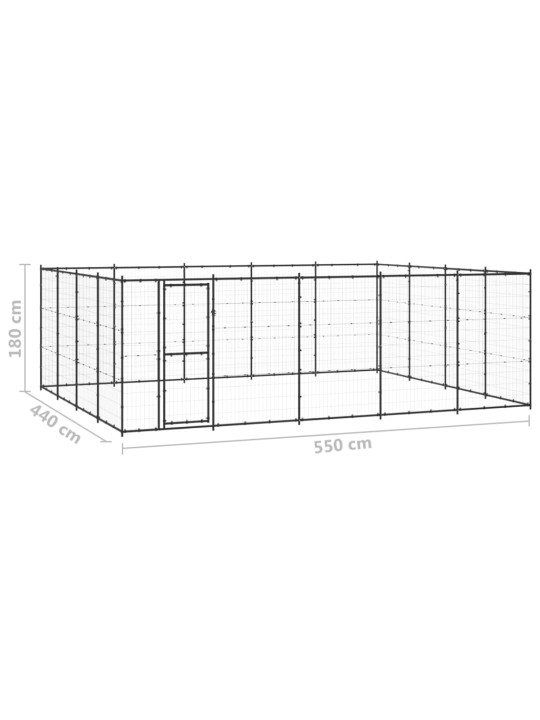 Koiran ulkohäkki teräs 24,2 m²