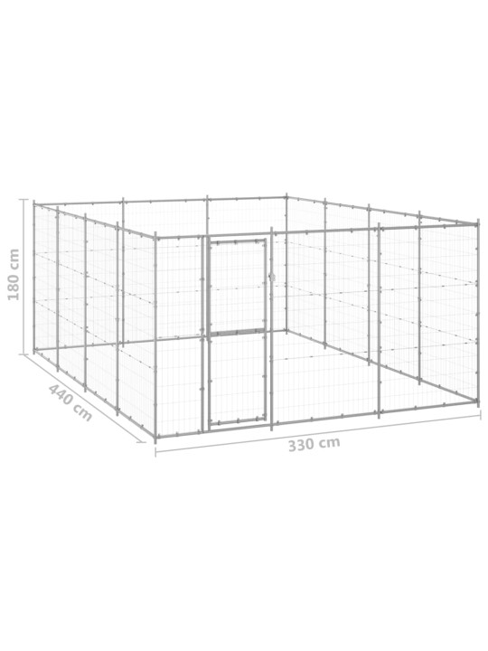 Koiran ulkohäkki galvanoitu teräs 14,52 m²