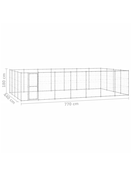 Koiran ulkohäkki galvanoitu teräs 33,88 m²