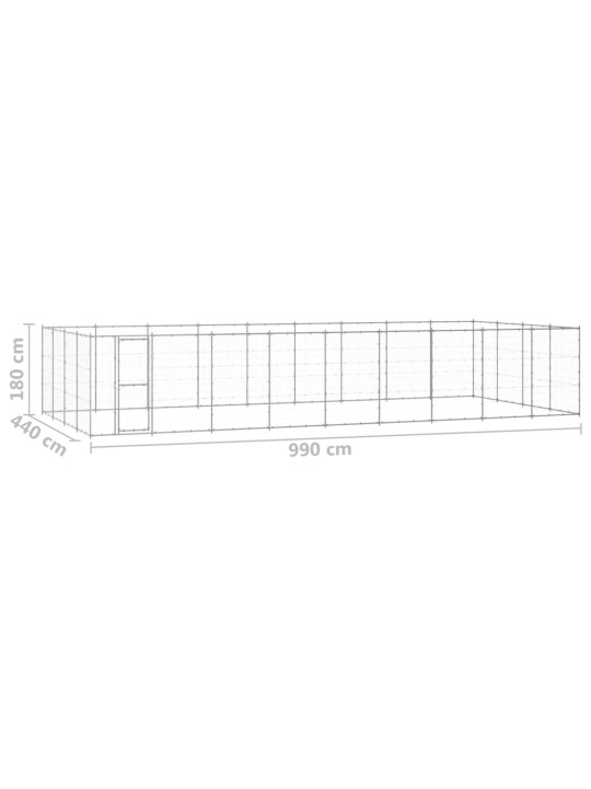 Koiran ulkohäkki galvanoitu teräs 43,56 m²