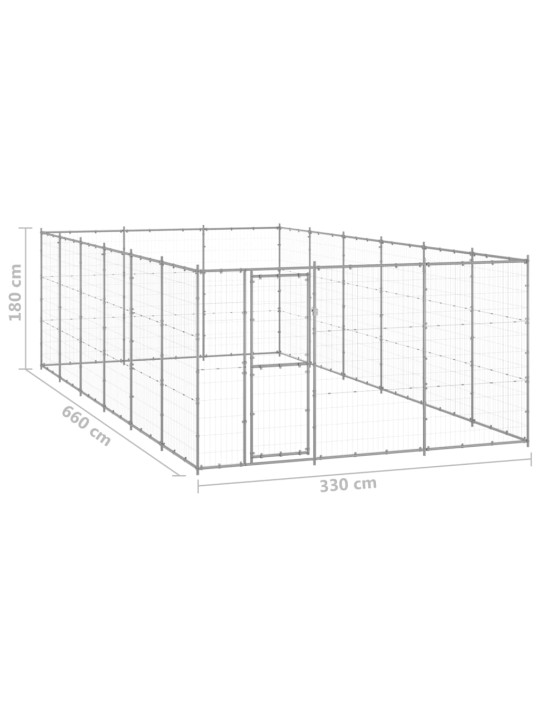 Koiran ulkohäkki galvanoitu teräs 21,78 m²