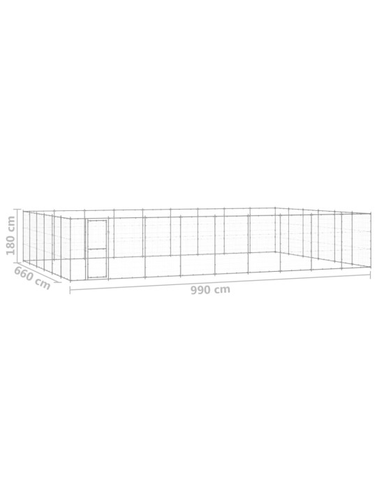 Koiran ulkohäkki galvanoitu teräs 65,34 m²