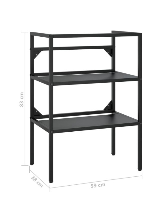 Kylpyhuoneen pesualtaan kehys musta 59x38x83 cm rauta