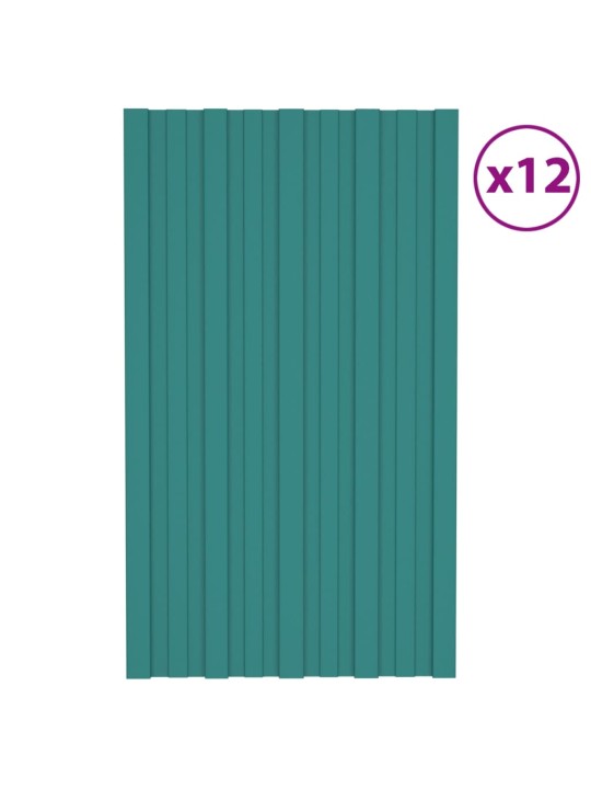 Kattopaneeli 12 kpl galvanoitu teräs vihreä 80x45 cm