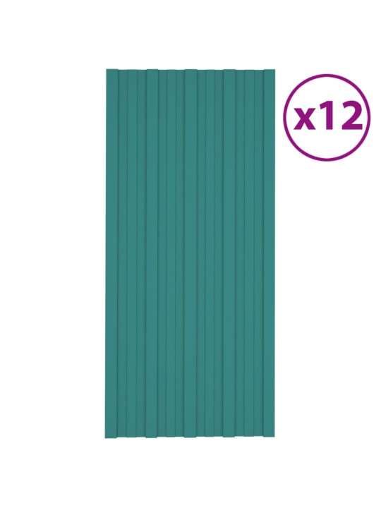 Kattopaneeli 12 kpl galvanoitu teräs vihreä 100x45 cm