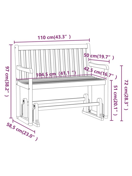 Puutarhan keinupenkki 110 cm täysi akasiapuu