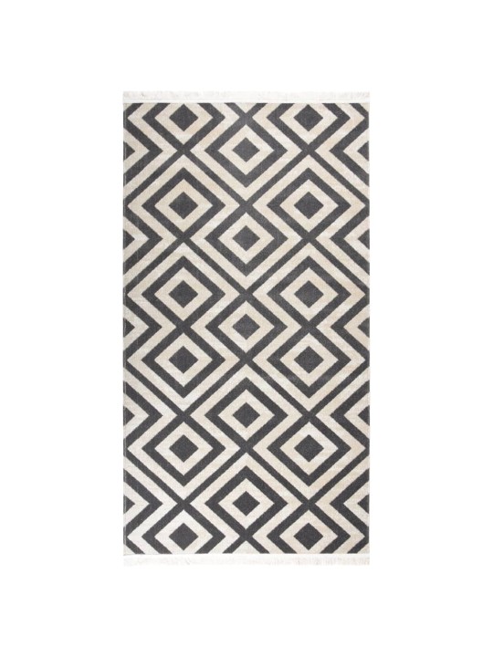 Ulkomatto litteä kudos 80x150 cm vaalea musta ja vaalean beige