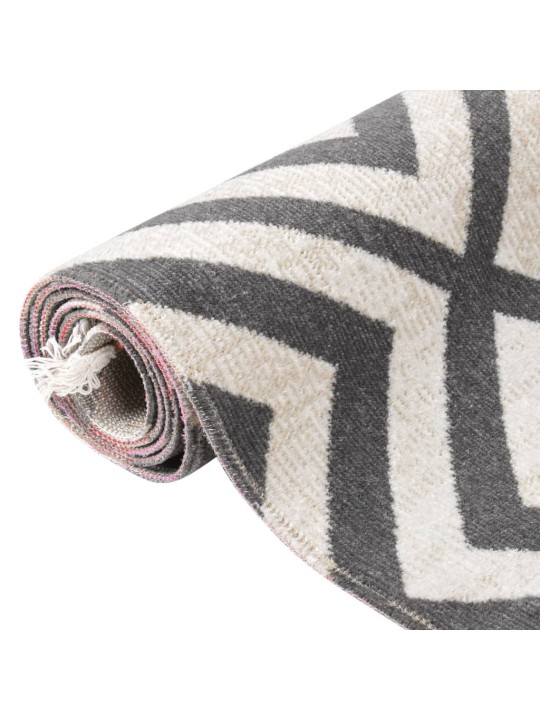 Ulkomatto litteä kudos 80x150 cm vaalea musta ja vaalean beige