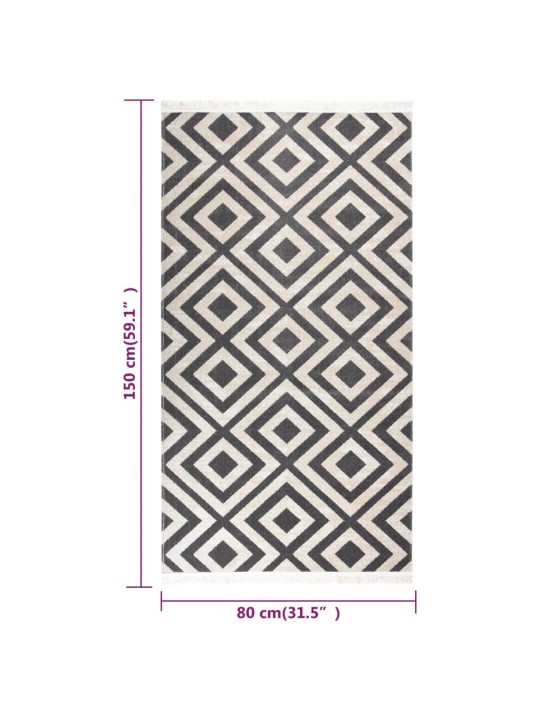 Ulkomatto litteä kudos 80x150 cm vaalea musta ja vaalean beige