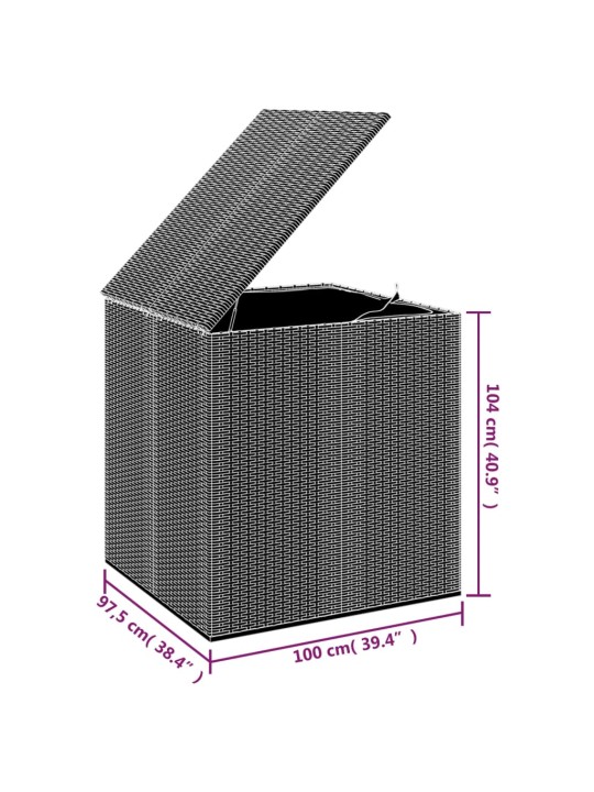 Puutarhan säilytyslaatikko PE-rottinki 100x97,5x104 cm musta