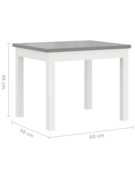 3-osainen Lasten pöytä ja tuolisarja valkoinen ja harmaa MDF