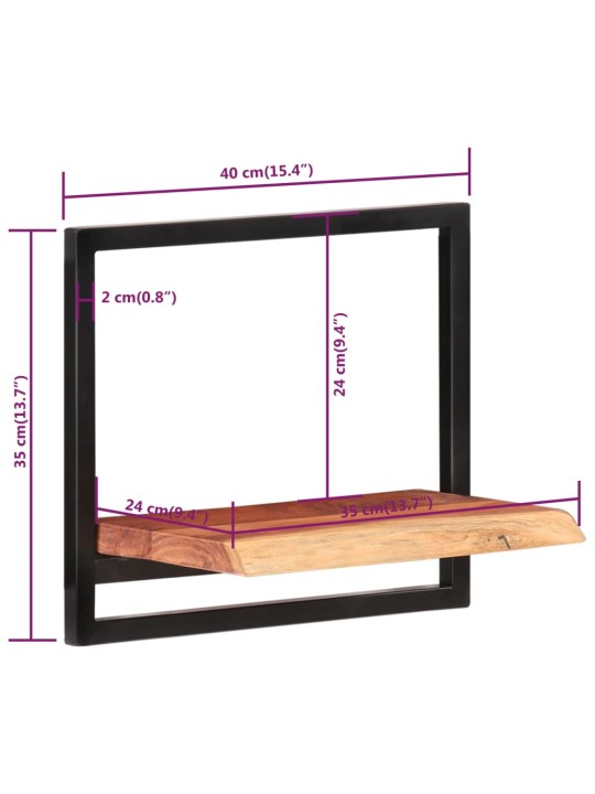 Seinähyllyt 2 kpl 40x24x35 cm täysi akasiapuu ja teräs