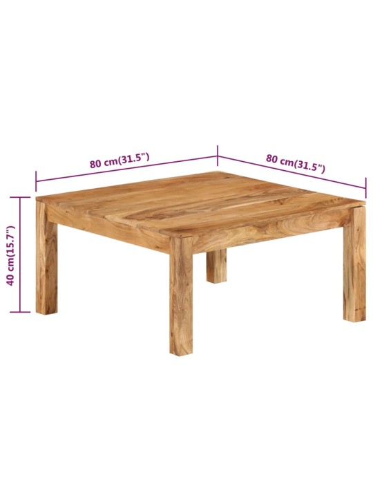 Sohvapöytä 80x80x40 cm täysi akaasiapuu