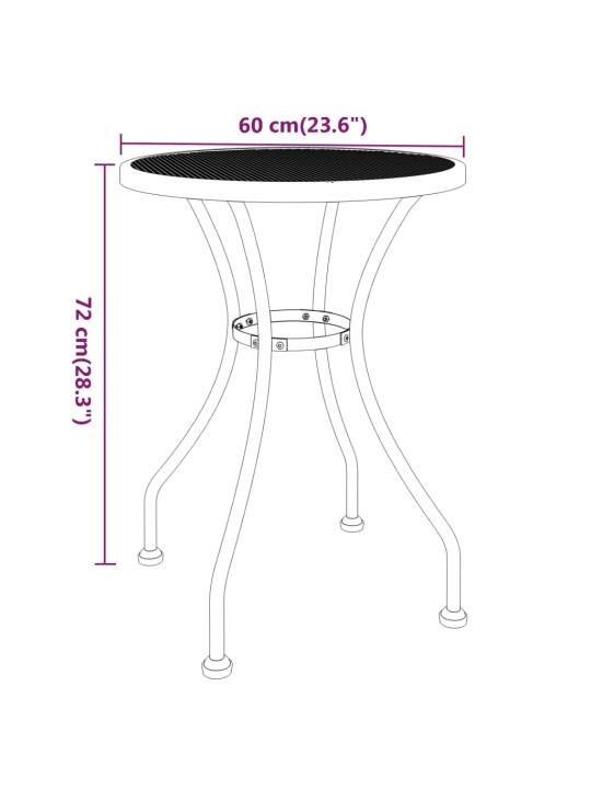 Puutarhapöytä Ø60x72 cm laajennettu metalliverkko antrasiitti