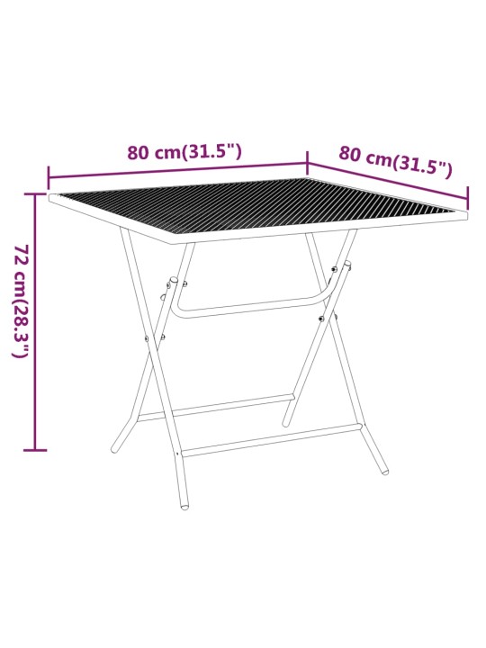 Puutarhapöytä 80x80x72 cm laajennettu metalliverkko antrasiitti