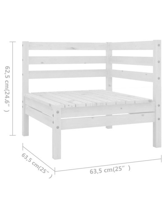 6-osainen Puutarhasohvasarja valkoinen täysi mänty