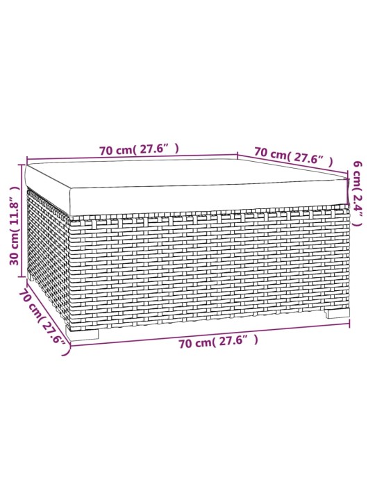 Puutarharahi tyynyllä harmaa 70x70x30 cm polyrottinki