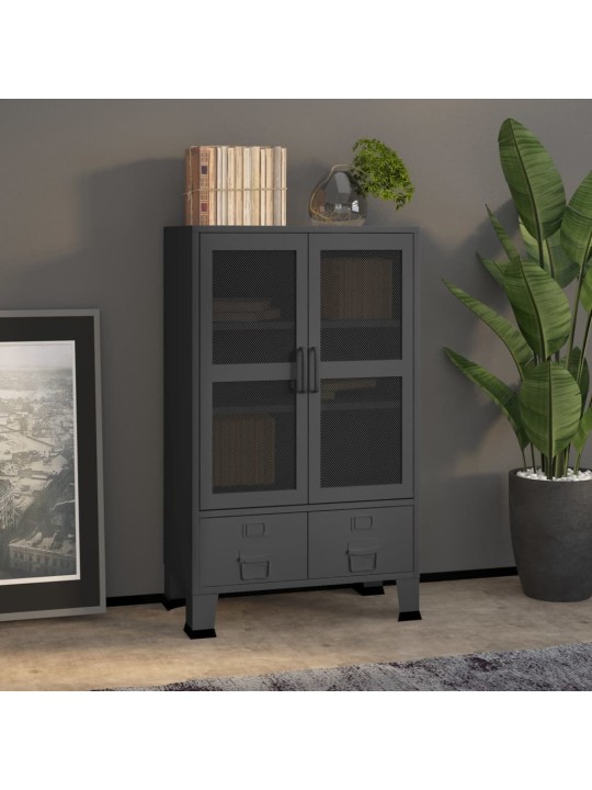 Teollinen säilytysarkku antrasiitti 70x40x115 cm metalli
