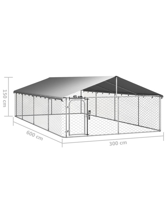 Koiran ulkohäkki katoksella 600x300x150 cm
