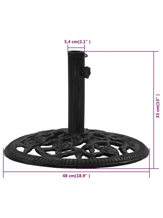 Päivänvarjon alusta musta 48x48x33 cm valurauta