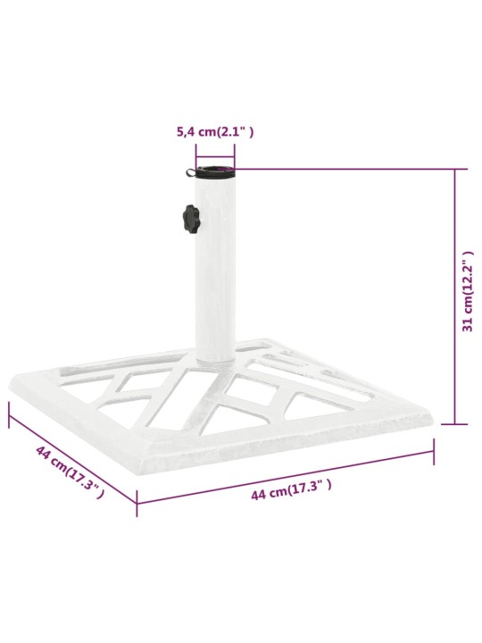 Päivänvarjon alusta valkoinen 44x44x31 cm valurauta
