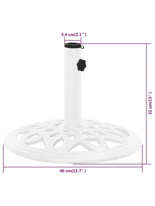 Päivänvarjon alusta valkoinen 40x40x32 cm valurauta