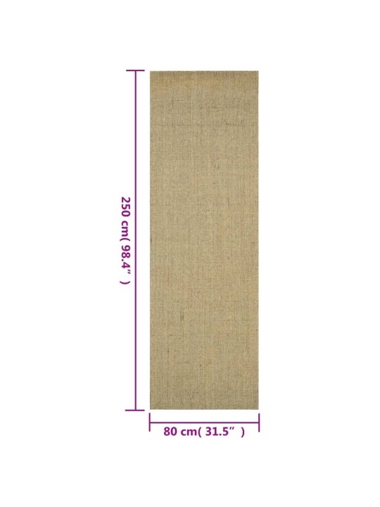 Matto luonnollinen sisal 80x250 cm vihreä