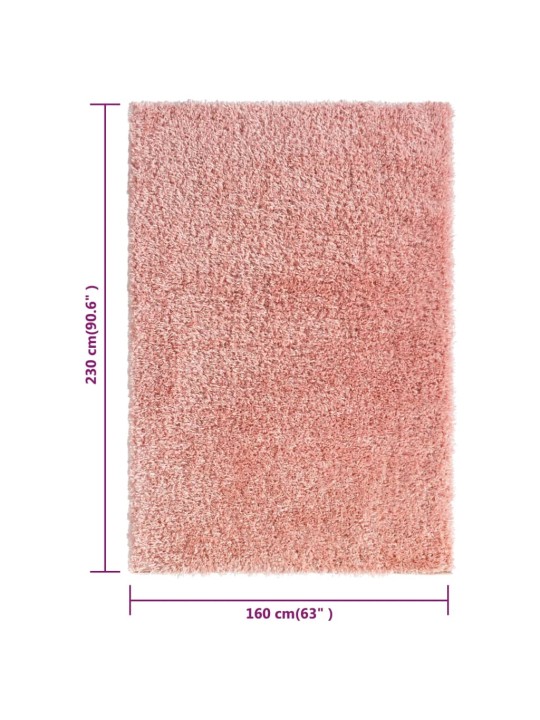 Korkeanukkainen Shaggy matto pinkki 160x230 cm 50 mm