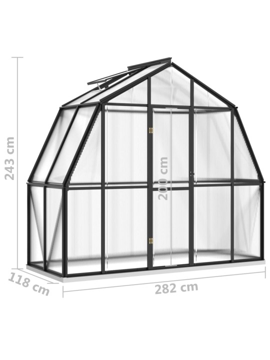 Kasvihuone alumiinirungolla antrasiitti 3,3 m²