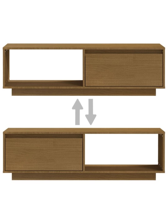 TV-taso hunajanruskea 110x30x33,5 cm täysi mänty