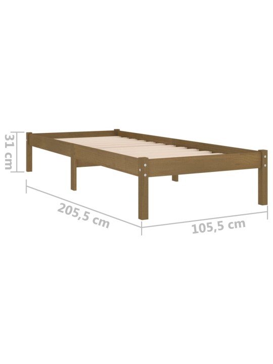 Sängynrunko hunajanruskea täysi mänty 100x200 cm