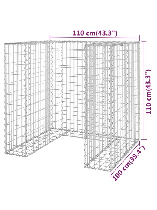 Gabionseinä roska-astioille galvanoitu teräs 110x100x110 cm