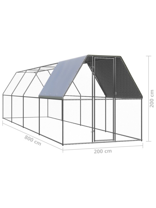 Ulkotilan kanahäkki 2x8x2 m galvanoitu teräs