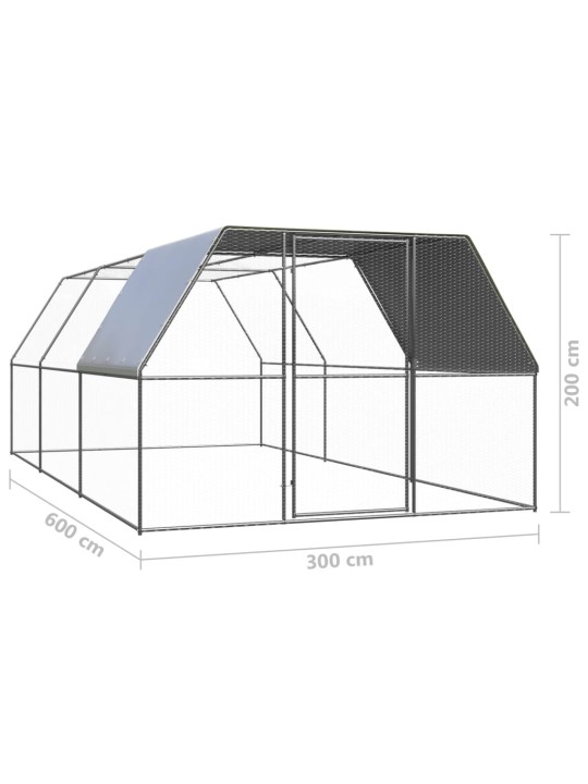 Ulkotilan kanahäkki 3x6x2 m galvanoitu teräs