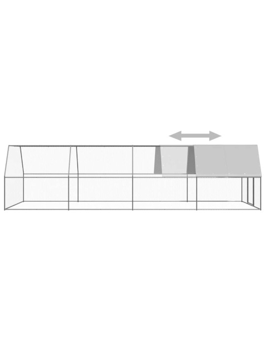 Ulkotilan kanahäkki 3x8x2 m galvanoitu teräs