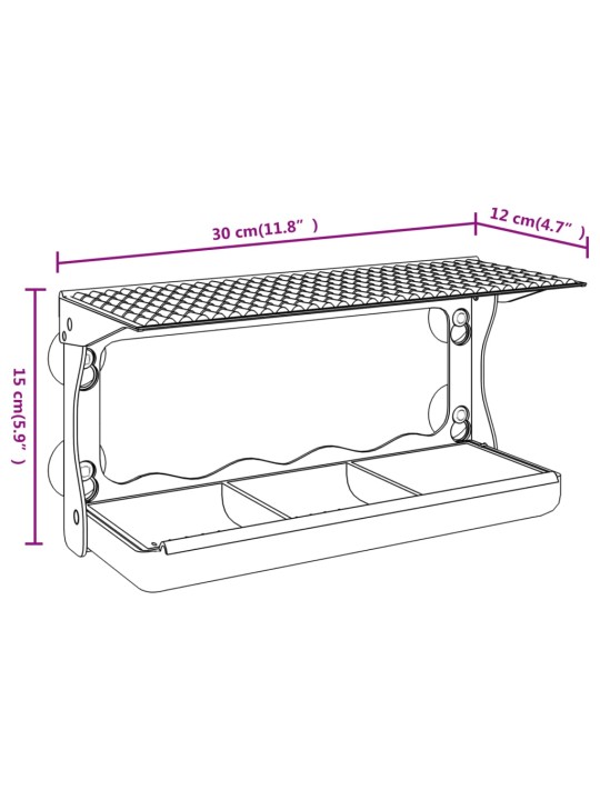 Linnun ikkunasyöttölaitteet 2 kpl akryyli 30x12x15 cm